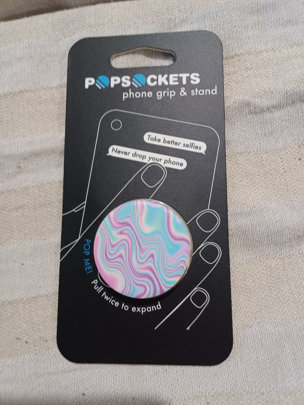 PopSocket Phone Grip & Stand — Pastel Marble Swirl (Pink, Blue, Purple)